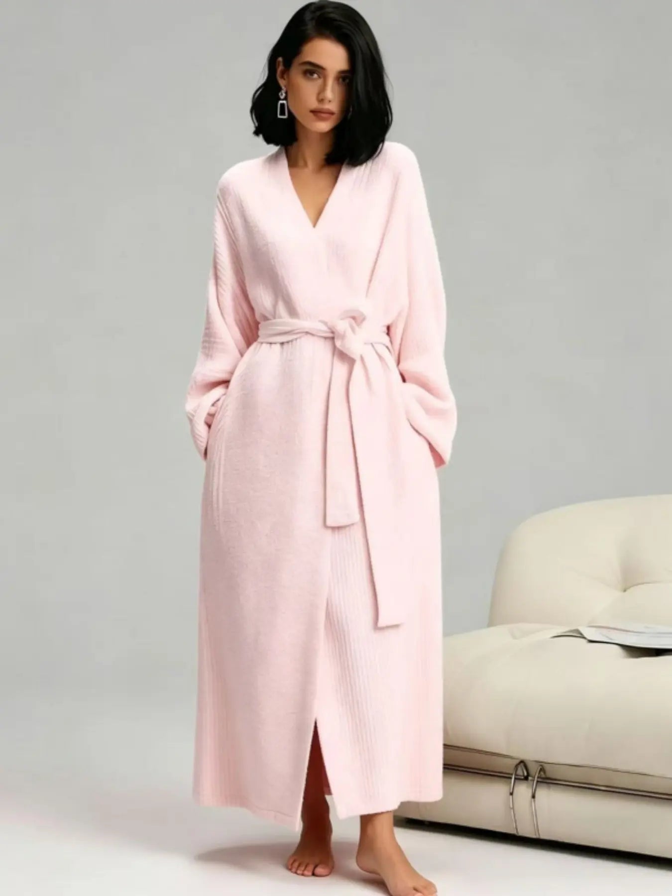 Soft Cozy Fleece Robe for Women — Double-Sided Thickened Long Plush Flannel Loungewear, Warm Fall Winter Pajama Gift