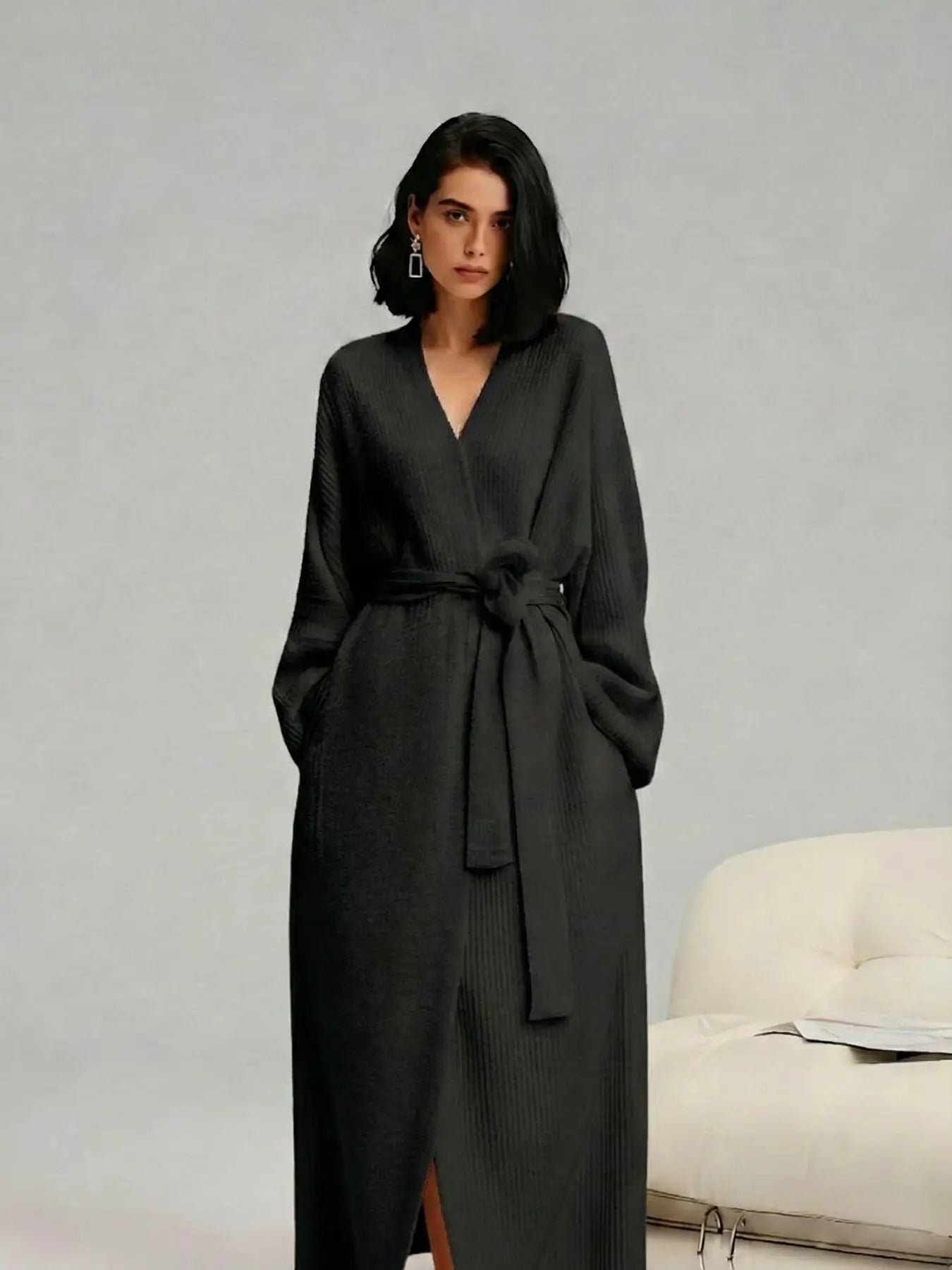 Soft Cozy Fleece Robe for Women — Double-Sided Thickened Long Plush Flannel Loungewear, Warm Fall Winter Pajama Gift