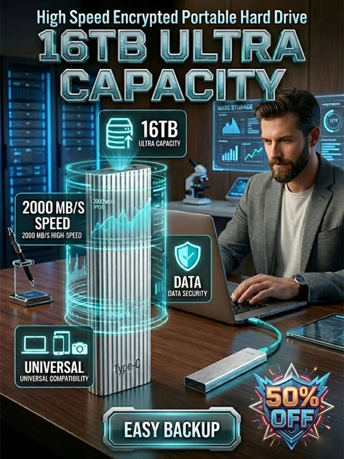 🏆 Flash Sale 50K+ Sold! Almost Gone 🔥 16TB Type-C Portable Mini SSD — Large-Capacity USB-C External Solid State Drive